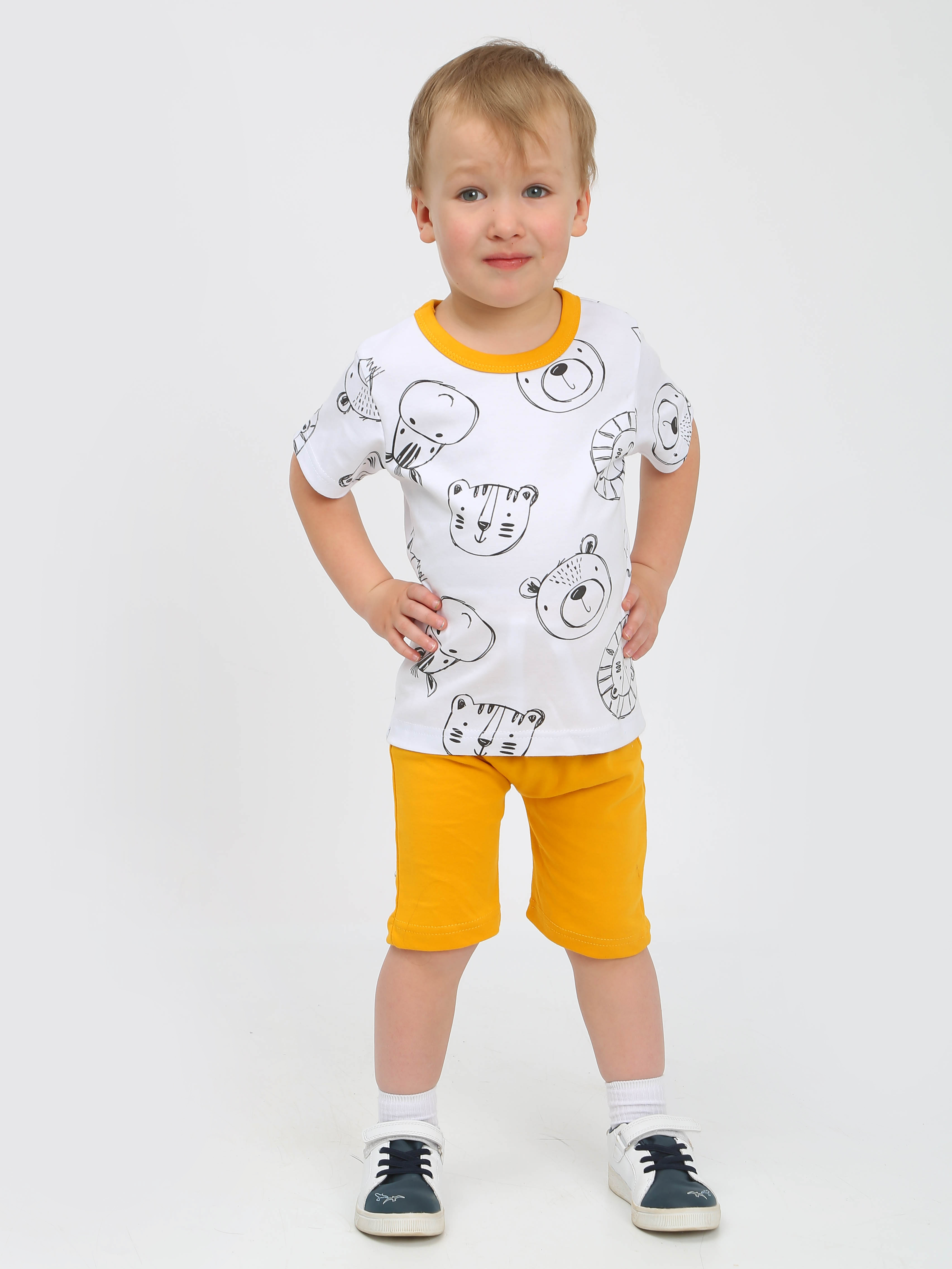 картинка Костюм с шортами ЗВЕРИ КС-ШР/звери-желтый от магазина Одежда+