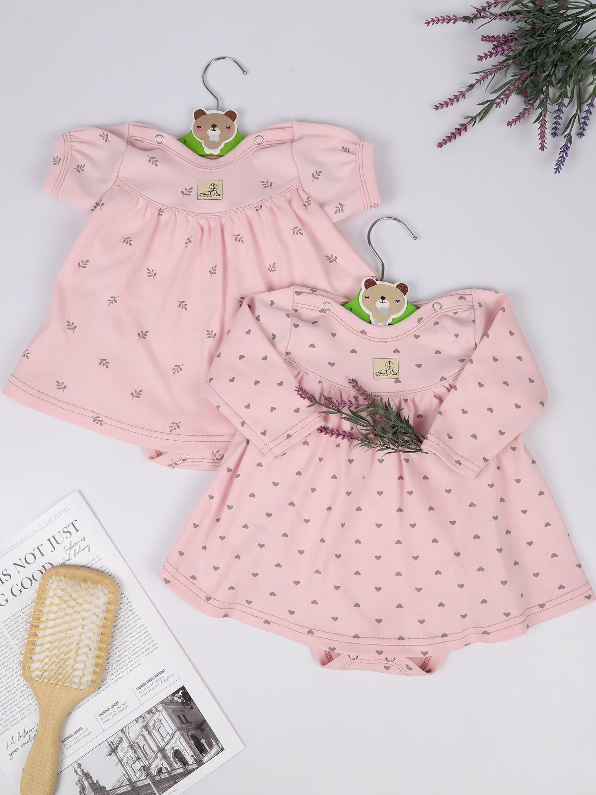 картинка Набор боди-платье 2шт НБ-БДИ/сердечки-веточки от магазина Одежда+