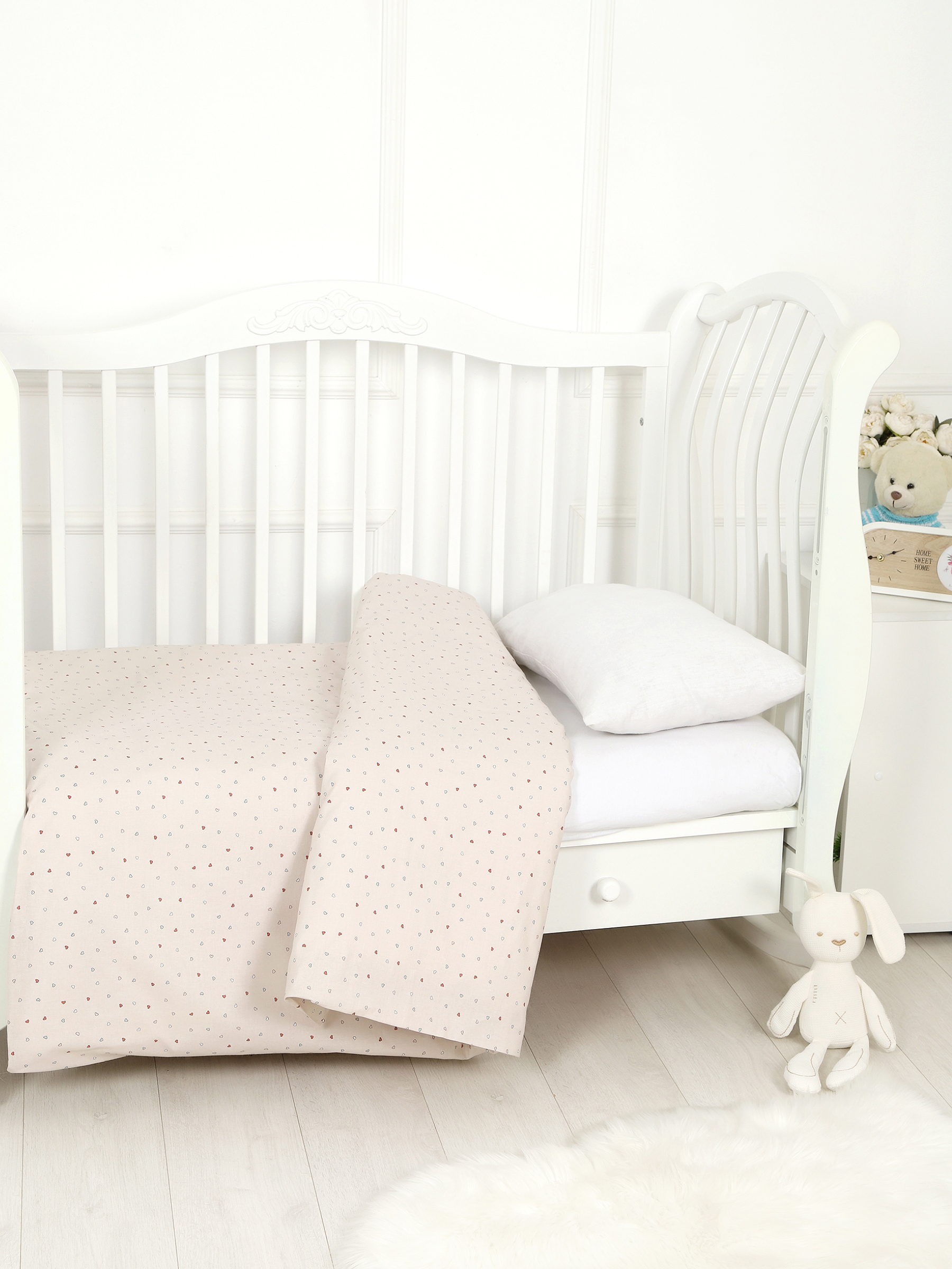 картинка Пододеяльник детский из поплина 110x140 Под/сердечки-конфети от магазина Одежда+