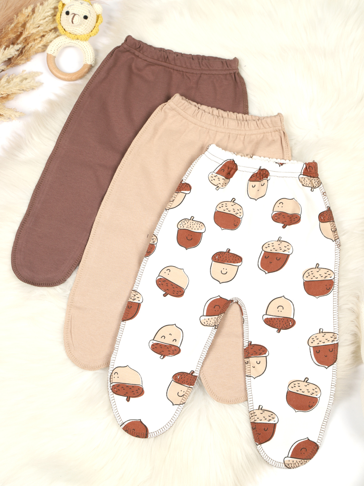 картинка Набор ползунков на резинке 3 шт. НБПЗ-3/желуди  от магазина Одежда+