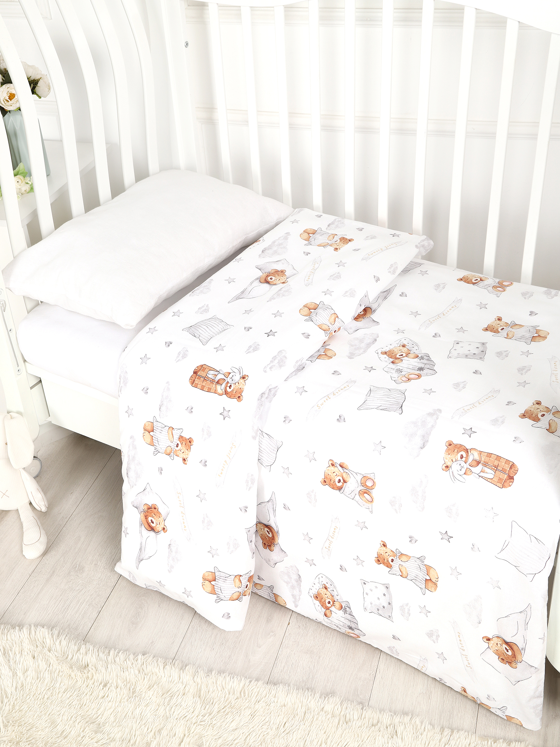 картинка Пододеяльник детский из поплина 110x140 Под/сонный мишка от магазина Одежда+