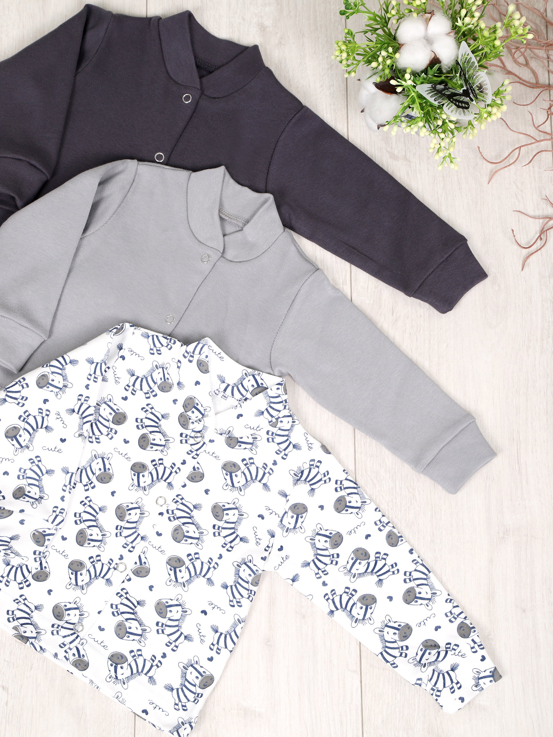 картинка Набор ясельных кофточек 3 шт (интерлок) НБ-КФЗ/зебрята от магазина Одежда+