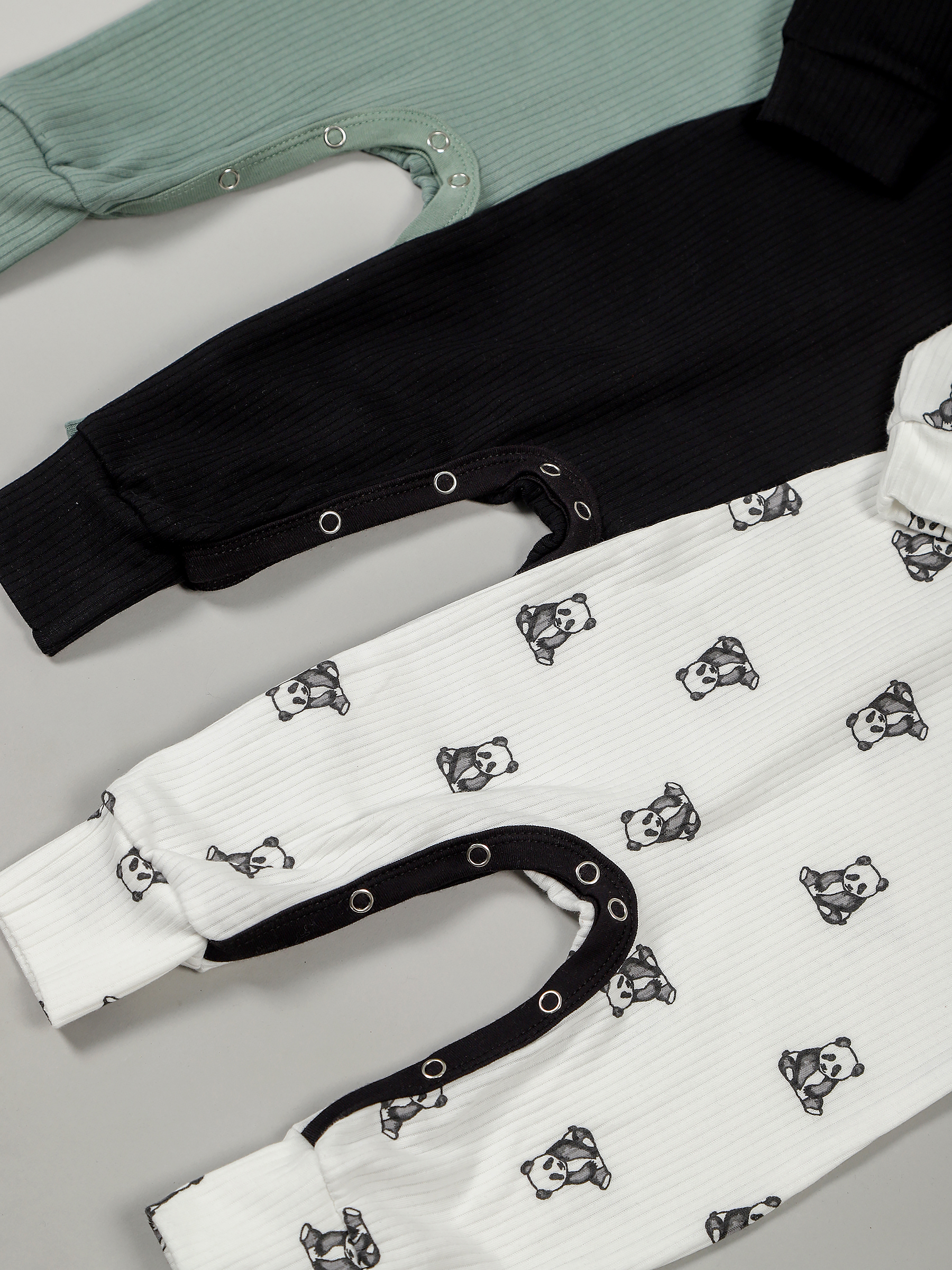 картинка Набор полукомбинезонов лодочка 3 шт. НБПК-ЛД/панды малышки от магазина Одежда+