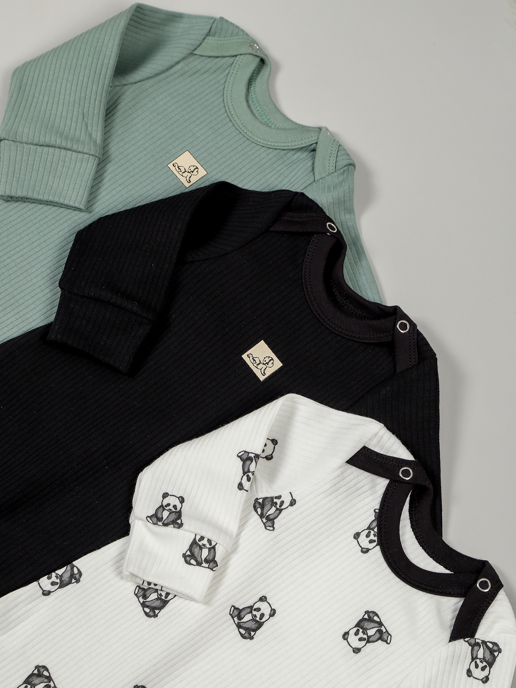 картинка Набор полукомбинезонов лодочка 3 шт. НБПК-ЛД/панды малышки от магазина Одежда+