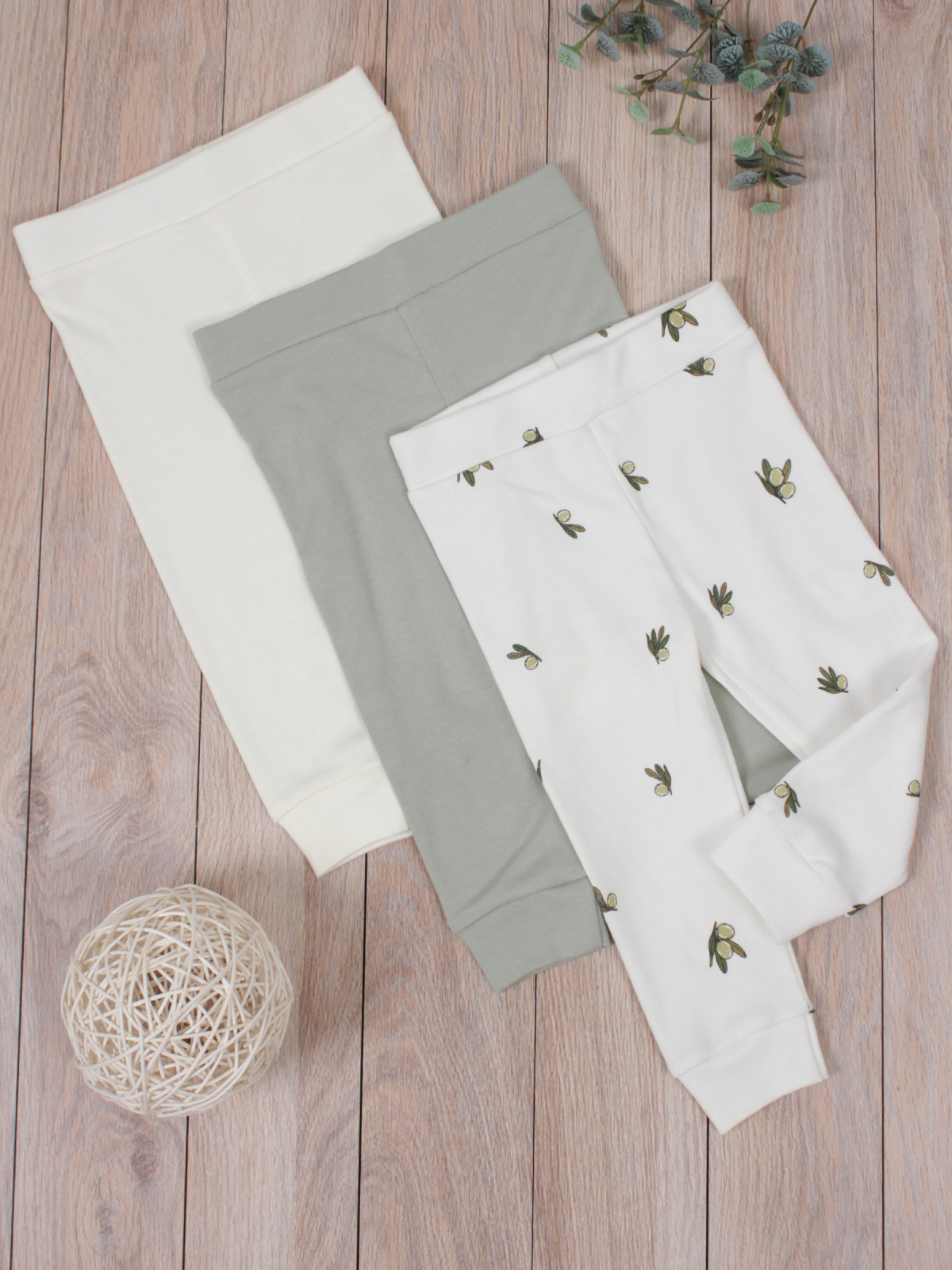 картинка Штанишки - ползунки для новорожденных 3 шт НБ-3шт/оливки от магазина Одежда+