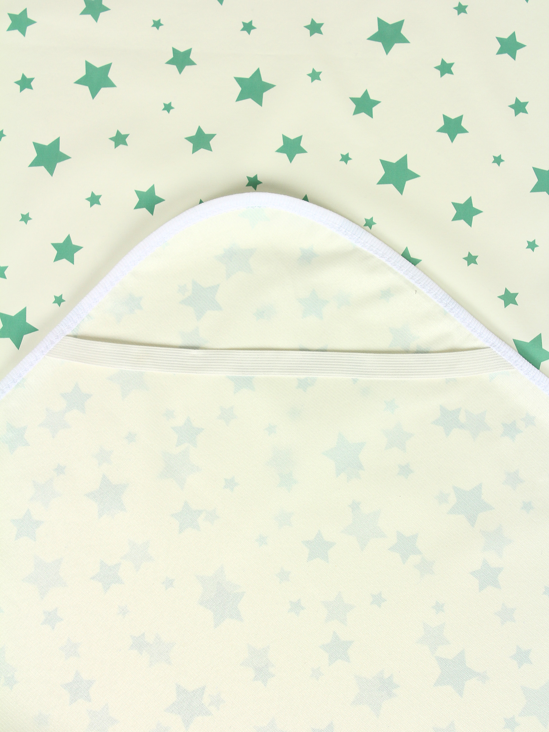 картинка Клеенка на резинках (наматрасник)  на детскую кроватку арт. КРМ-120х60/звездочка-зеленая от магазина Одежда+