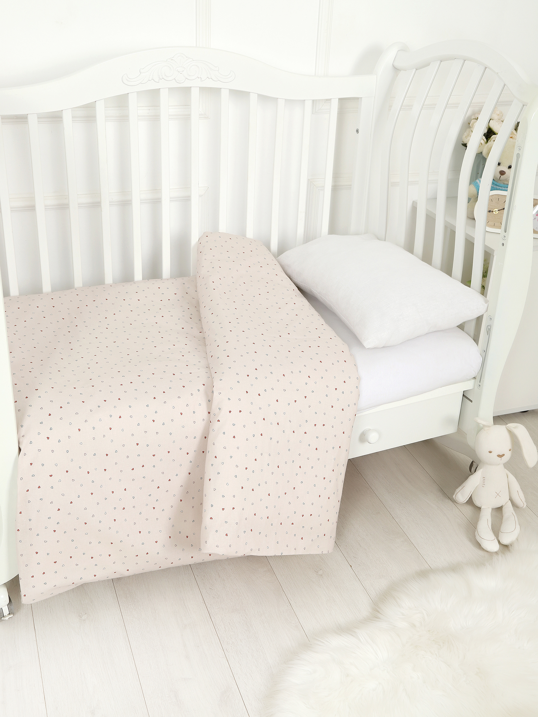 картинка Пододеяльник детский из поплина 110x140 Под/сердечки-конфети от магазина Одежда+