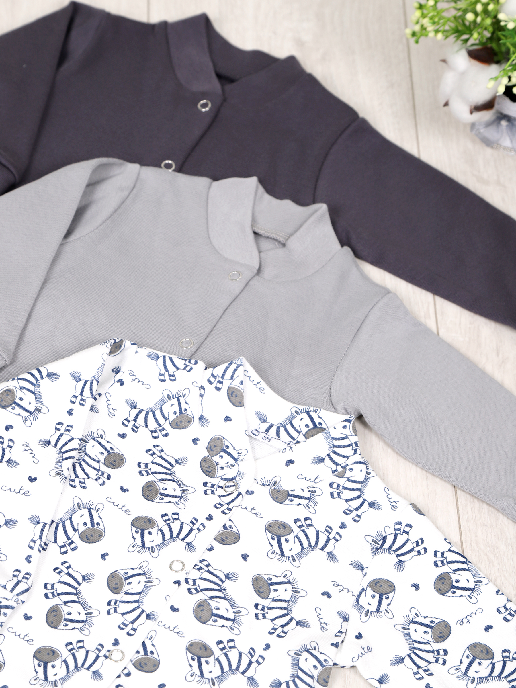 картинка Набор ясельных кофточек 3 шт (интерлок) НБ-КФЗ/зебрята от магазина Одежда+