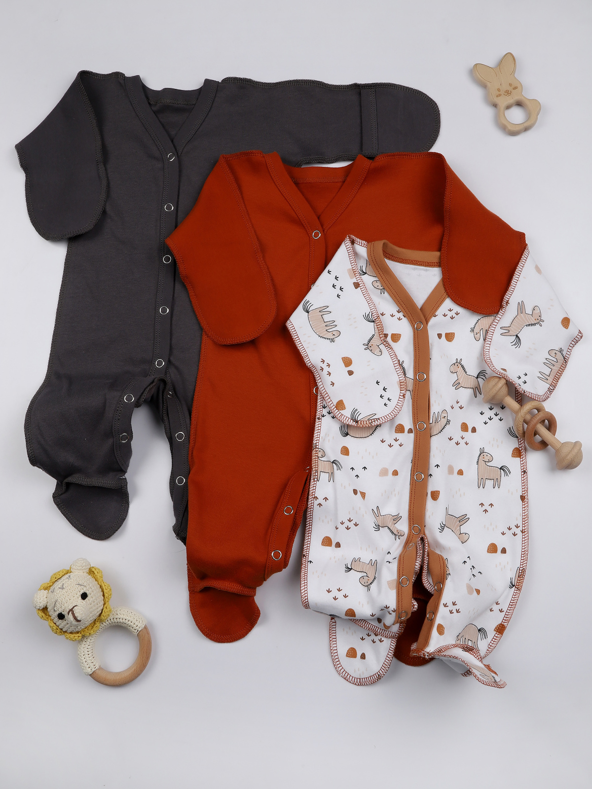 картинка Набор комбинезонов "МАЛЮТКА" 3 шт. НБ-КМБ-МЛ/зебрята от магазина Одежда+