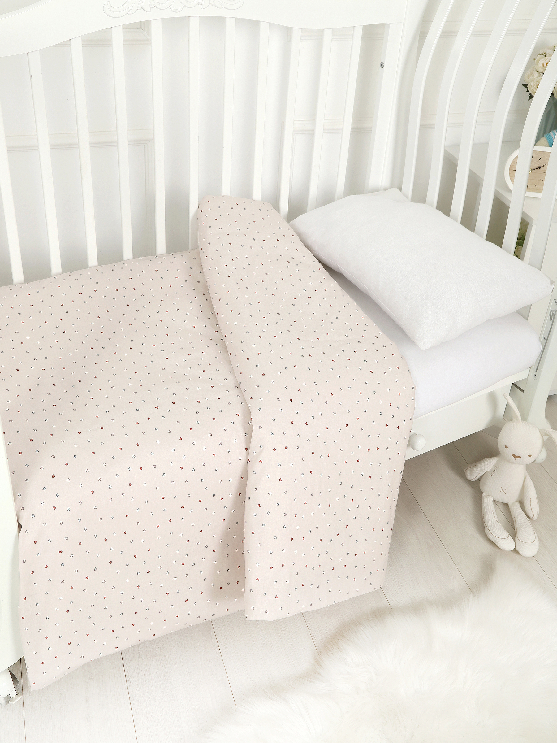 картинка Пододеяльник детский из поплина 110x140 Под/сердечки-конфети от магазина Одежда+