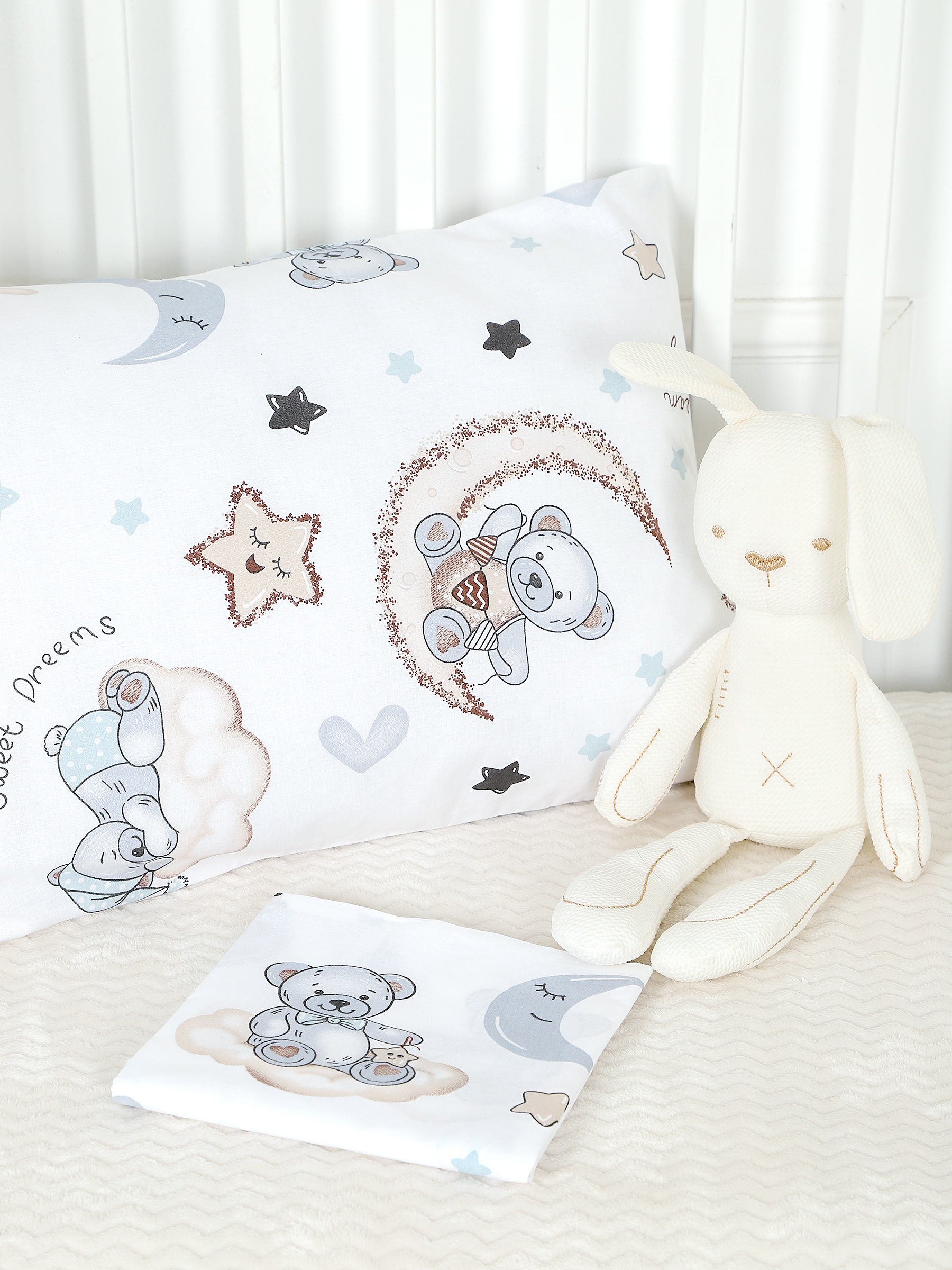 картинка Наволочки для малышей из поплина 40x60 НВП-2/мишка на луне от магазина Одежда+