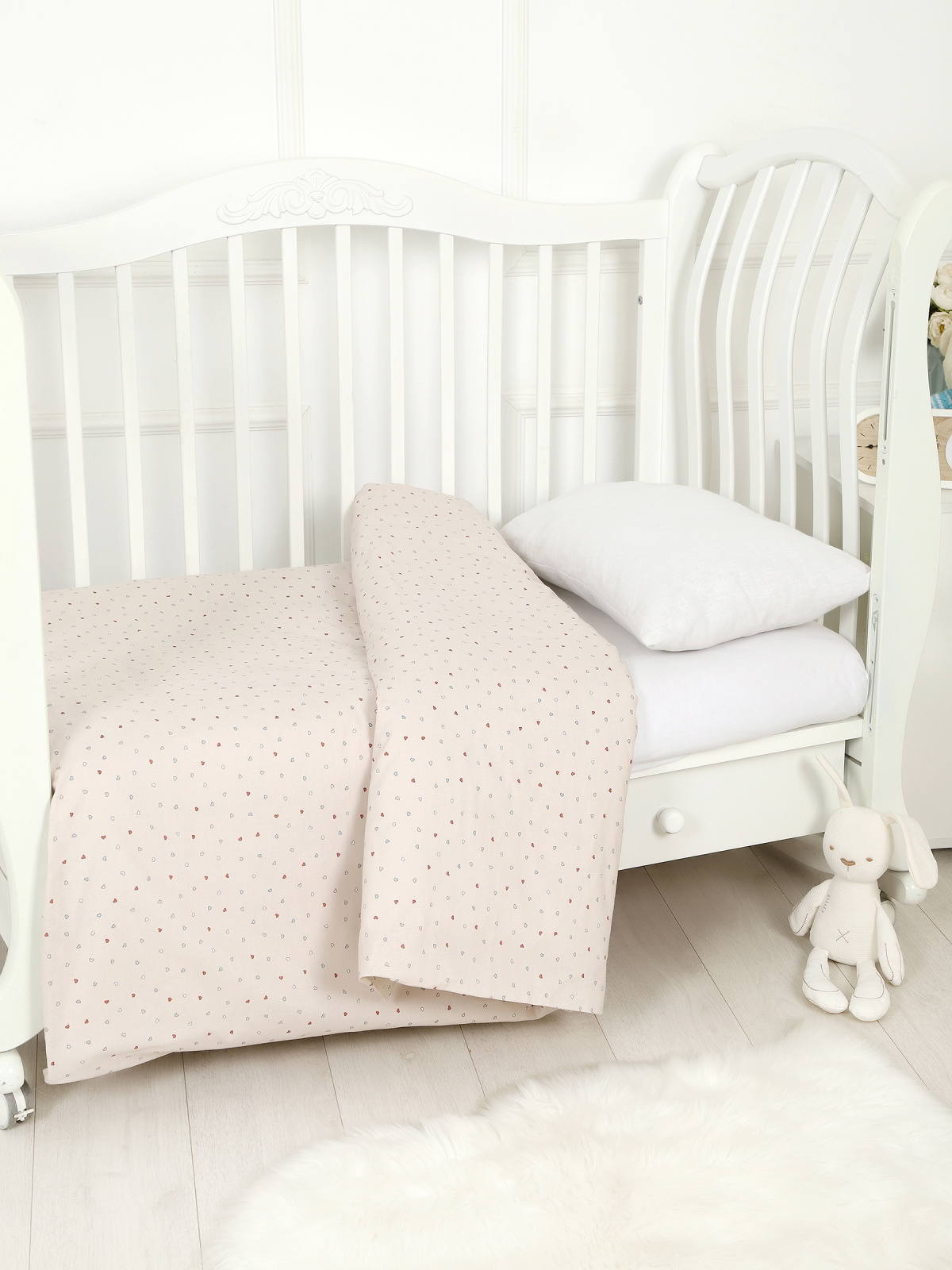 картинка Пододеяльник детский из поплина 110x140 Под/сердечки-конфети от магазина Одежда+