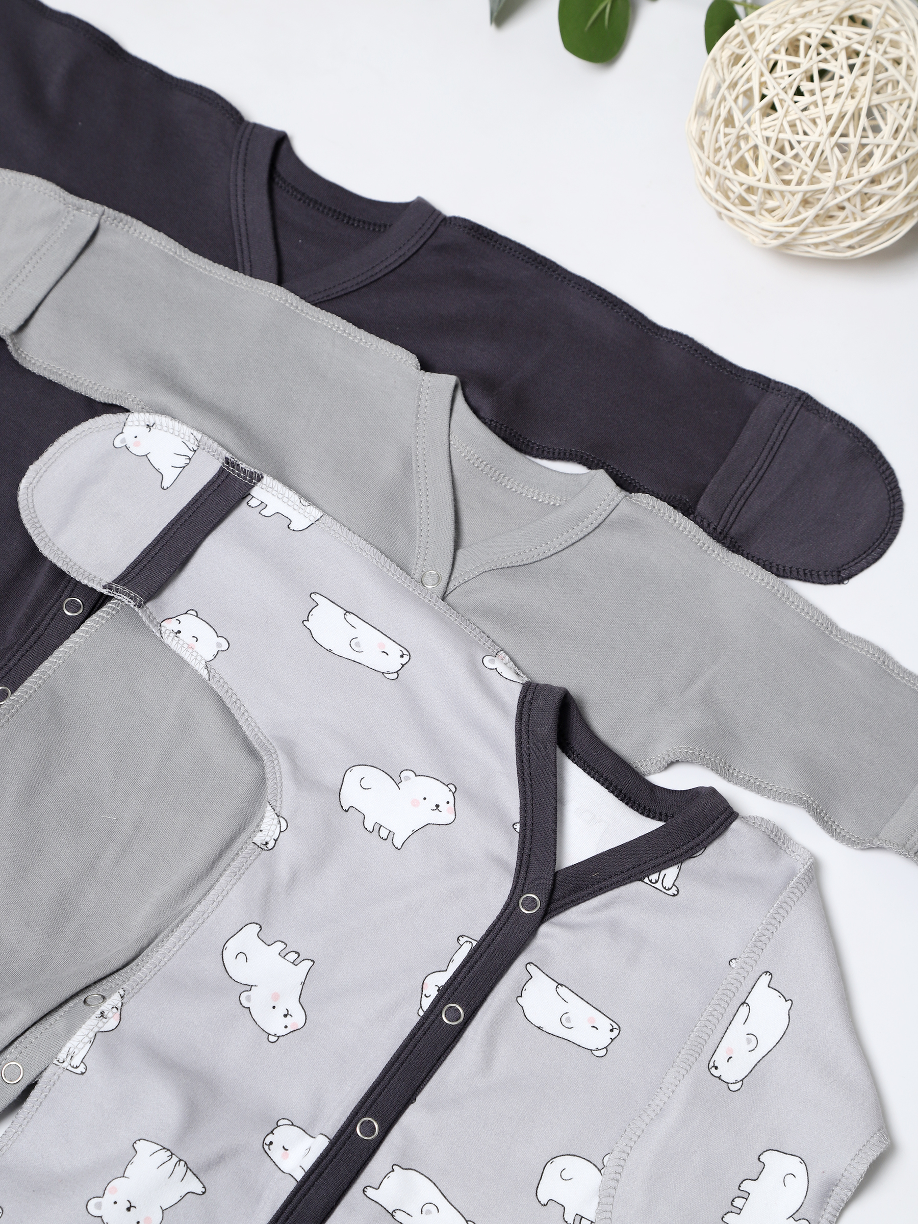 картинка Набор комбинезонов "МАЛЮТКА" 3 шт. КМБ-МЛ/медвежата серые от магазина Одежда+