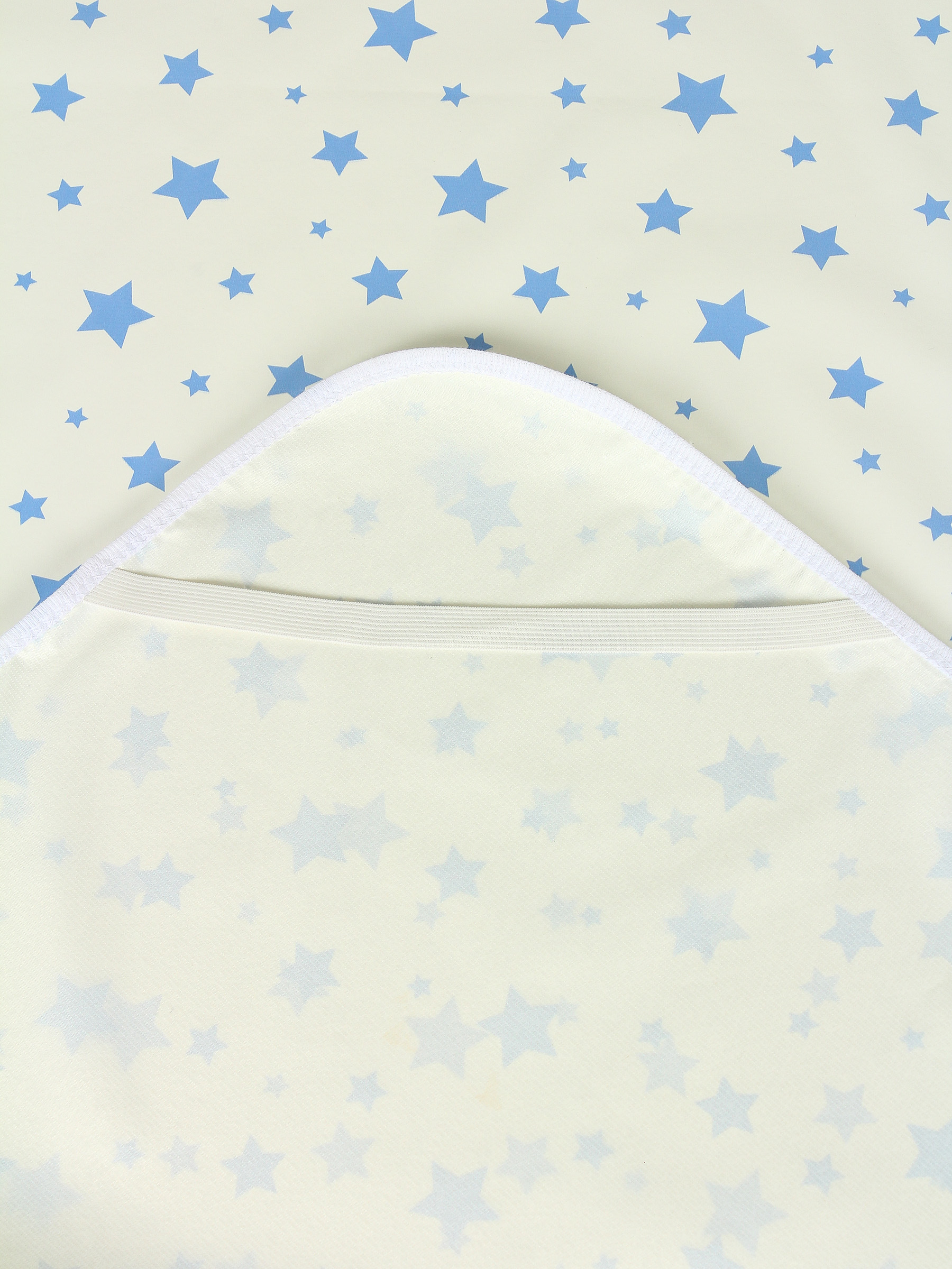 картинка Клеенка на резинках (наматрасник)  на детскую кроватку арт. КРМ-120х60/звездочка-голубая от магазина Одежда+