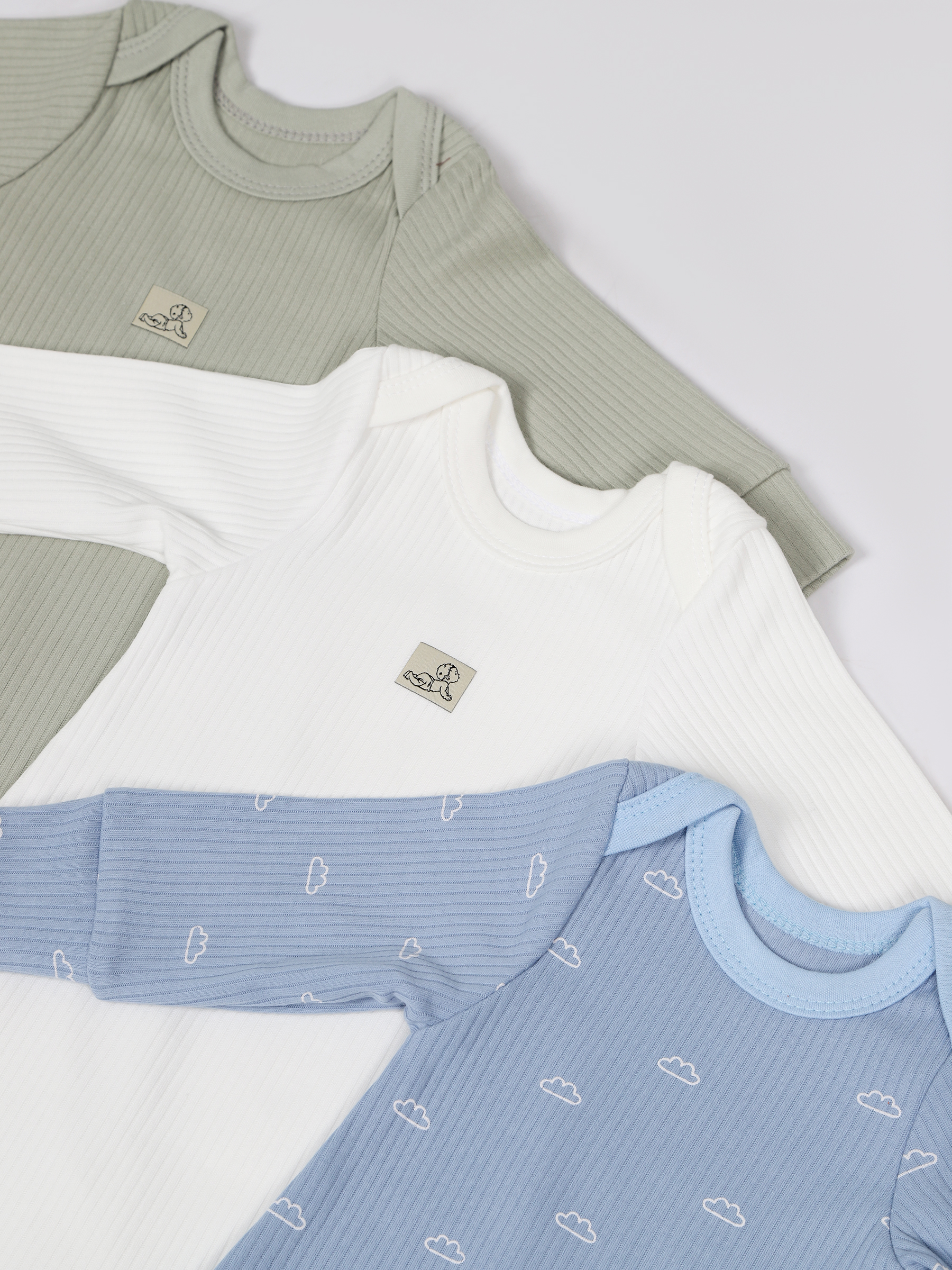 картинка Набор полукомбинезонов лодочка 3 шт. НБПК-ЛД/облачка от магазина Одежда+